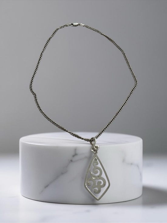 Jewelry - Sterling Silver Filigree Teardrop Pendant Necklace - Silver